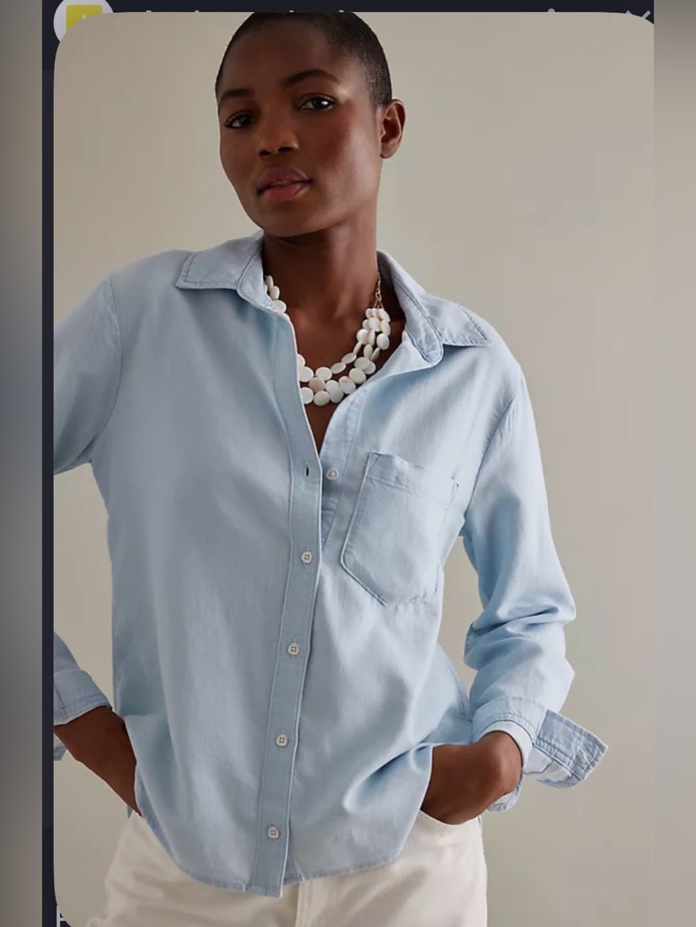 Anthropologie Maeve Long-Sleeve Buttondown Shirt size M blue